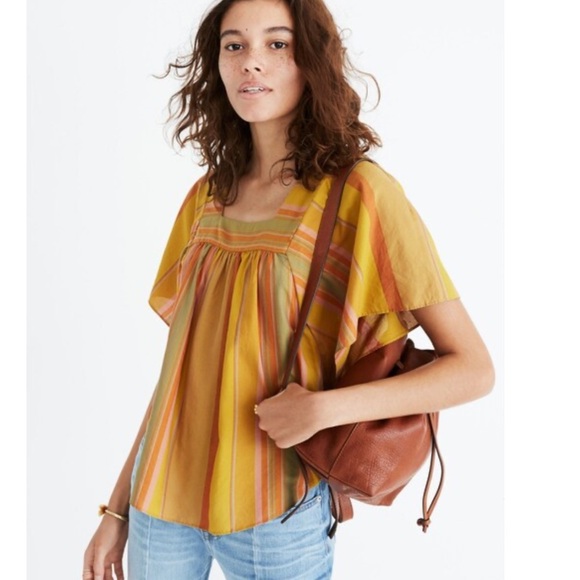 MADEWELL Striped Butterfly Top Multi Color Boho Cotton Lightweight Size XS - Picture 11 of 11